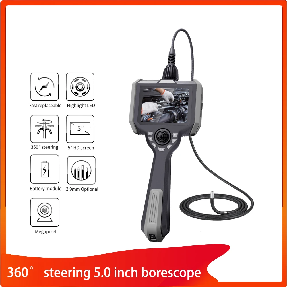 NEW Large Screen Endoscopic Camera Aircraft Turbine Engine Inspection Borescope 4-way Articulating  Optic Fiber Endoscope Camera