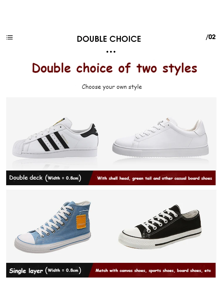 Classic White & Black Flat Shoelaces for Sneakers, High-Quality