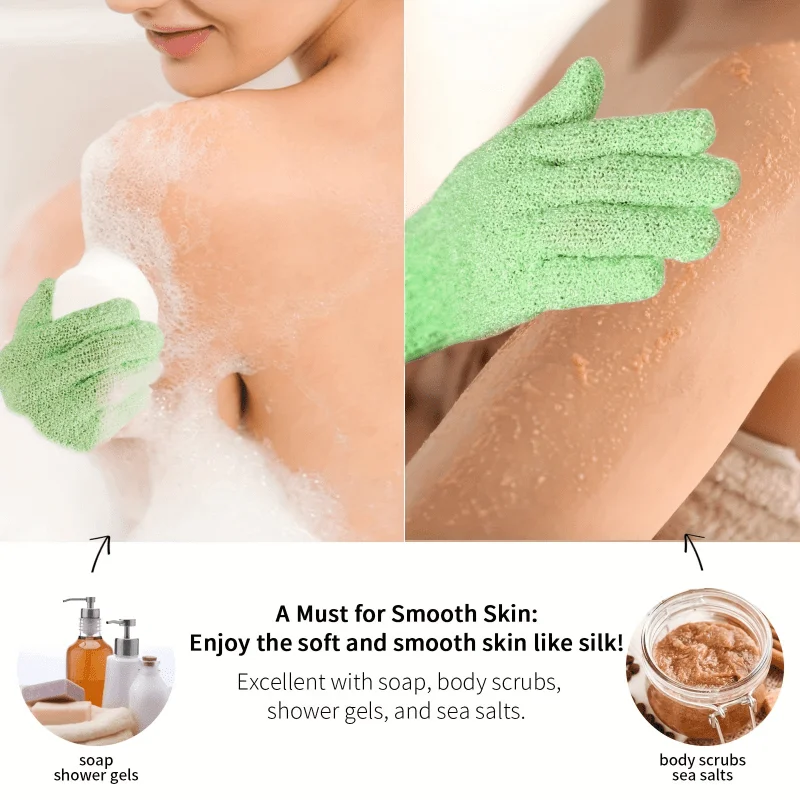 Five-finger Rubbing Bath Towel, Colourful Exfoliating Gloves, Bath Gloves for Shower, Double Sided Exfoliating Gloves