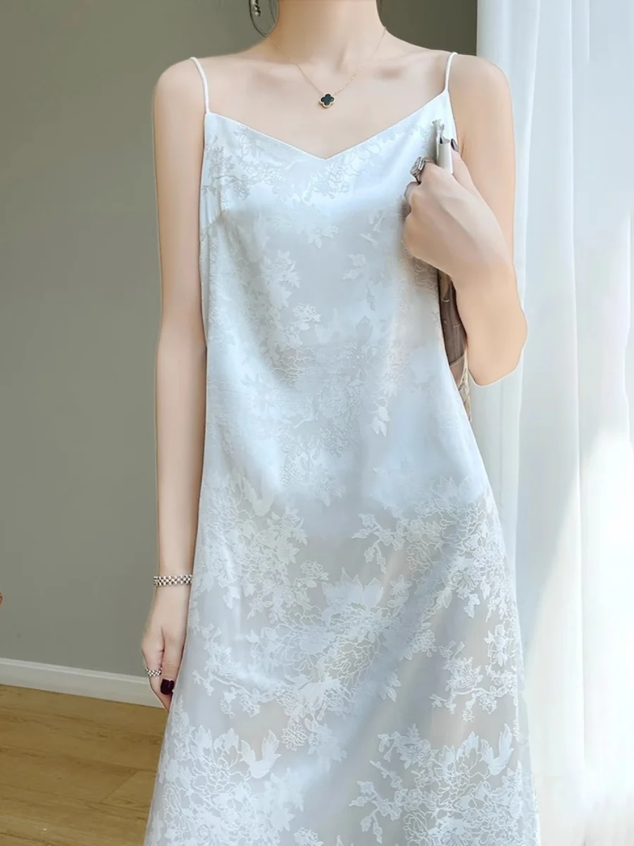 Zijde Satijn Wrap Dr Dames Zomer High-End Sensation Ele Vest Lange Rok Acetaat Afslanken Top V-ne A-lijn Dr