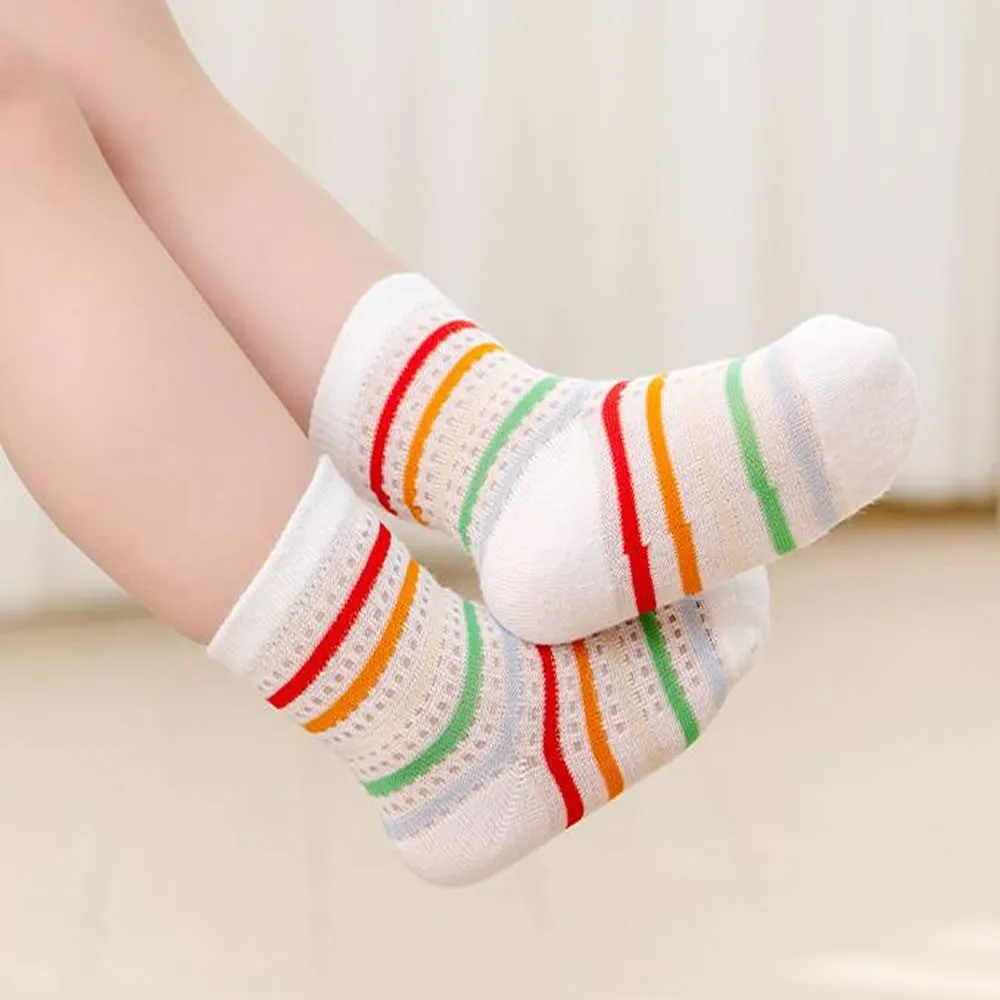 

5 pairs of Summer ultra-thin baby socks mesh cotton baby boneless cartoon children's rainbow socks