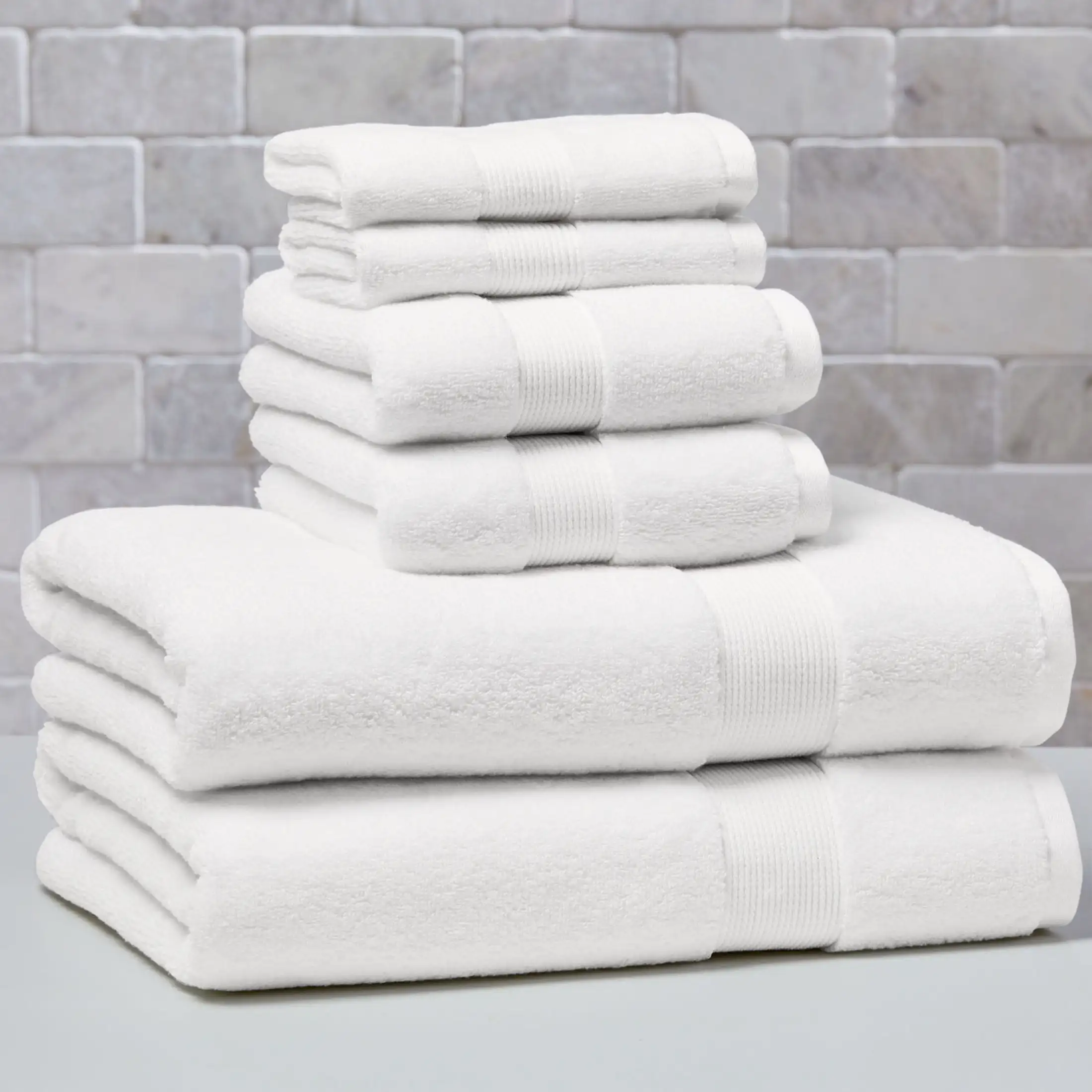 

Soft Solid 6 Piece Towel Set Arctic White Extra Absorbent and Low Lint Fade Resistant and Gets Loftier After Wash and Dry Cycles