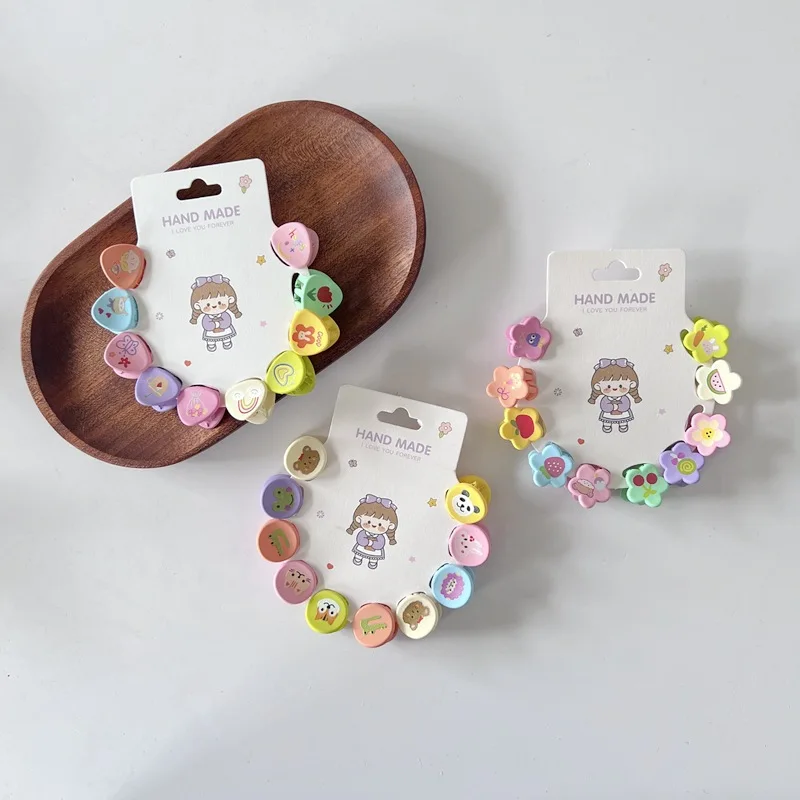 Afbeelding 5: 10 Stuks Mini Haarspeldjes Voor Meisjes Koreaanse Cartoon Veelzijdige Haaraccessoires Voor Kinderen Print Leuke Kawaii Haarspeld Modieus