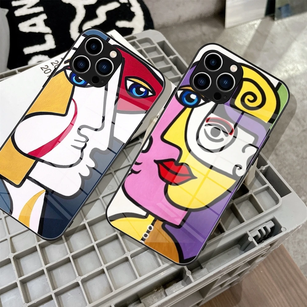 Picasso abstract art painting Phone Case Tempered Glass For IPhone 15 14 13 12 11 Pro Max Plus Samsung S24 Ultra S23 Fe Covers