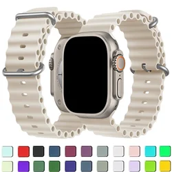 Silicone Ocean strap for Apple watch band Ultra Series 9 SE iwatch 42mm 44mm 45mm 49mm 38mm 40mm 41mm correas 49 44 45 mm bands