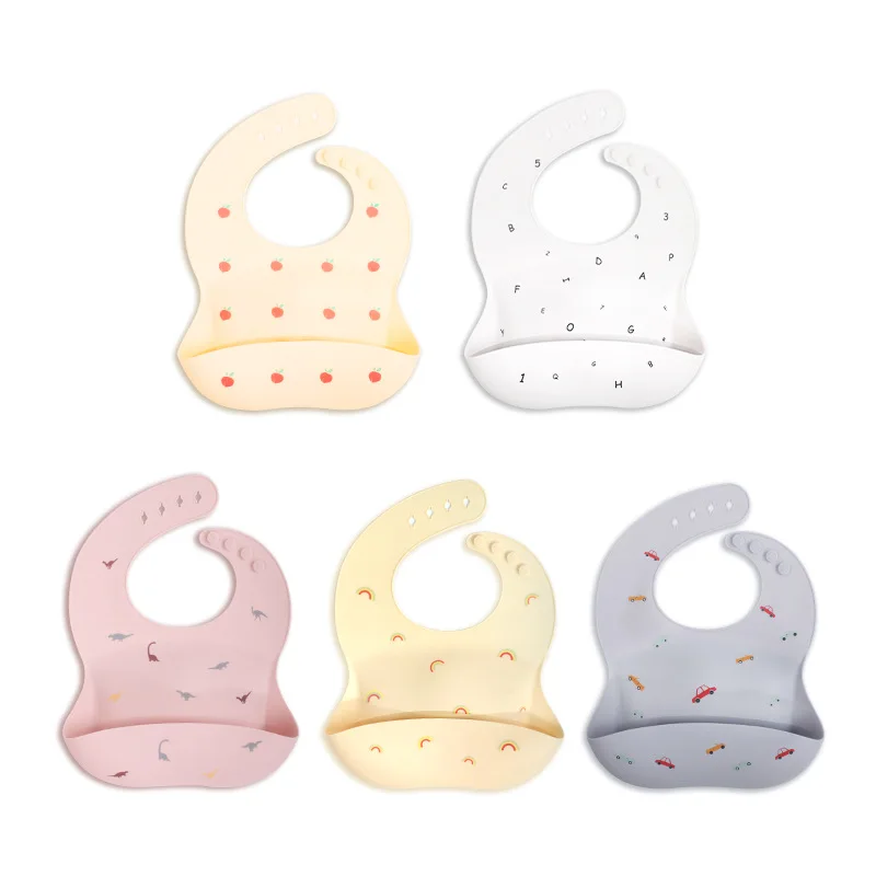 Grade Silicone Baby Kids Bib Placemats Set Soft Non-Slip Silicone Dining Table Mat Pad Rainbow Baby Feeding Bib Tableware