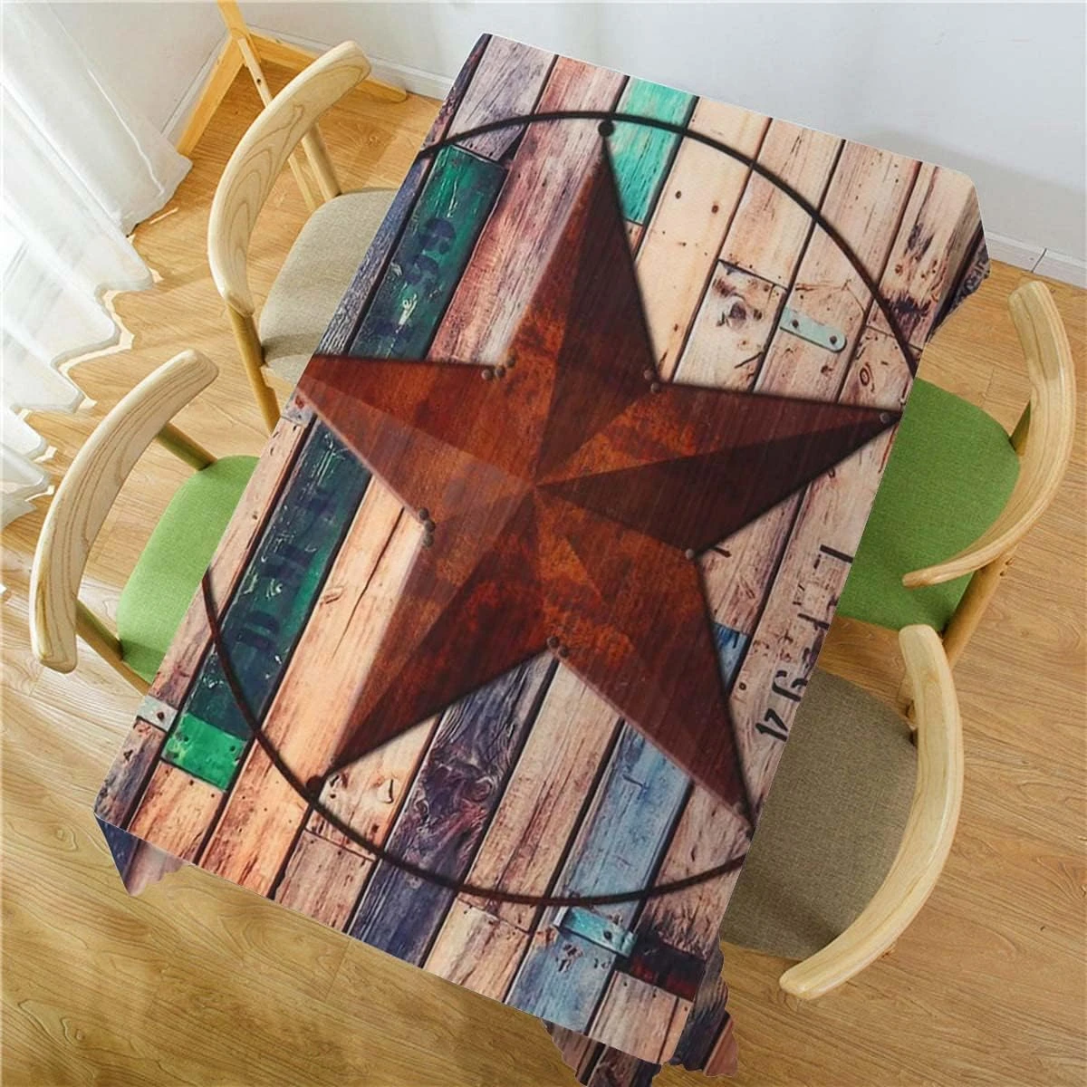 Western Country Barn Texas Star Rectangle Tablecloth Party Decor Reusable Waterproof Kitchen Dining Tablecloth Home Barn Decor