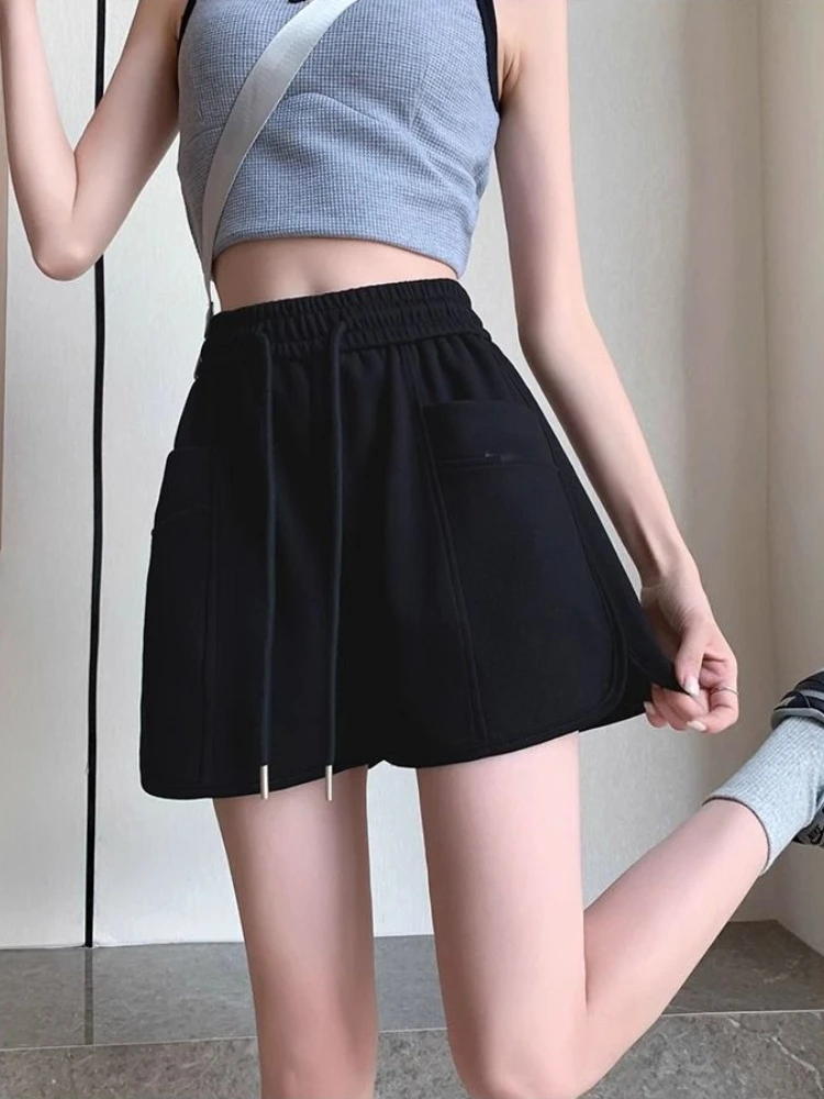Female Athletic Shorts Pull On Sweat Shorts Mesh Lined Flexible Drawcord Waistband Options for Gym Exercise and Daily Casual