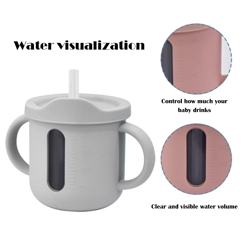 Kids Silicone Feeding Cup Snack Container Baby Trainer Cups BPA Free Spill Proof Sippy Tableware for Toddlers