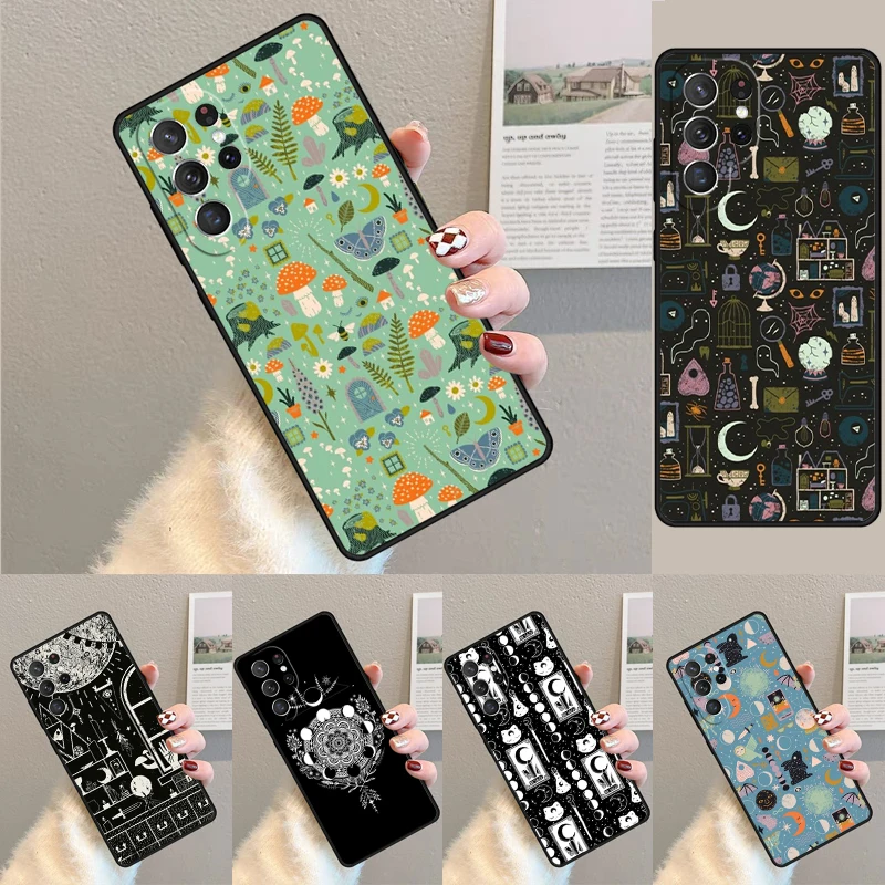 Cover For Samsung Galaxy S24 Ultra S21 S22 S8 S9 S10E Note 10 20 Plus FE S23 Witch Lunar Magic Phone case Coque