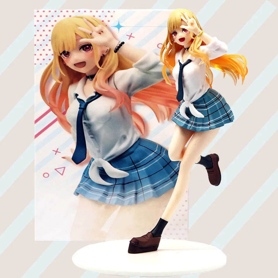 Figura de Anime Original My Dress Up Darling de 18cm, uniforme Coreful Kitagawa Marin, Parka, figura de acción, estatua de Pvc, modelo de juguete