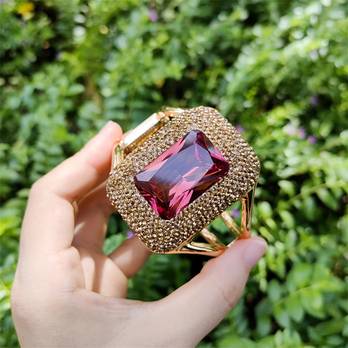 Türkischer Farbstein Sultanit Schmuck, Quadratisches Manschettenarmband für Frauen, Farbwechsel bei unterschiedlichem Licht, Elegante Mode – Detail 5