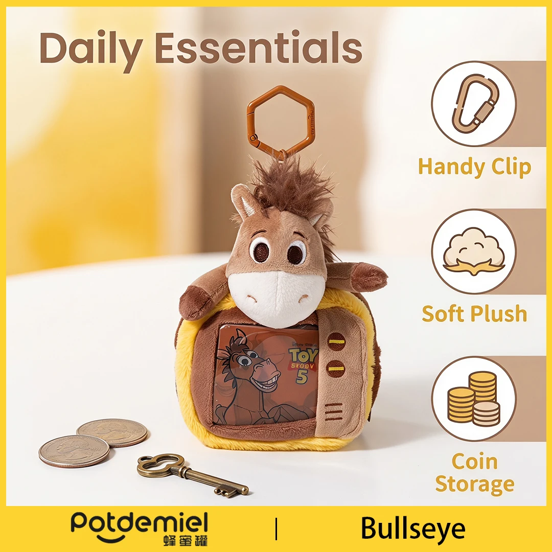 Potdemiel Disney Toy Story Bullseye Plush Coin Purse Keychain Horse Doll Bag Charm Key Ring Kids Gift Collectible Figure Pendant