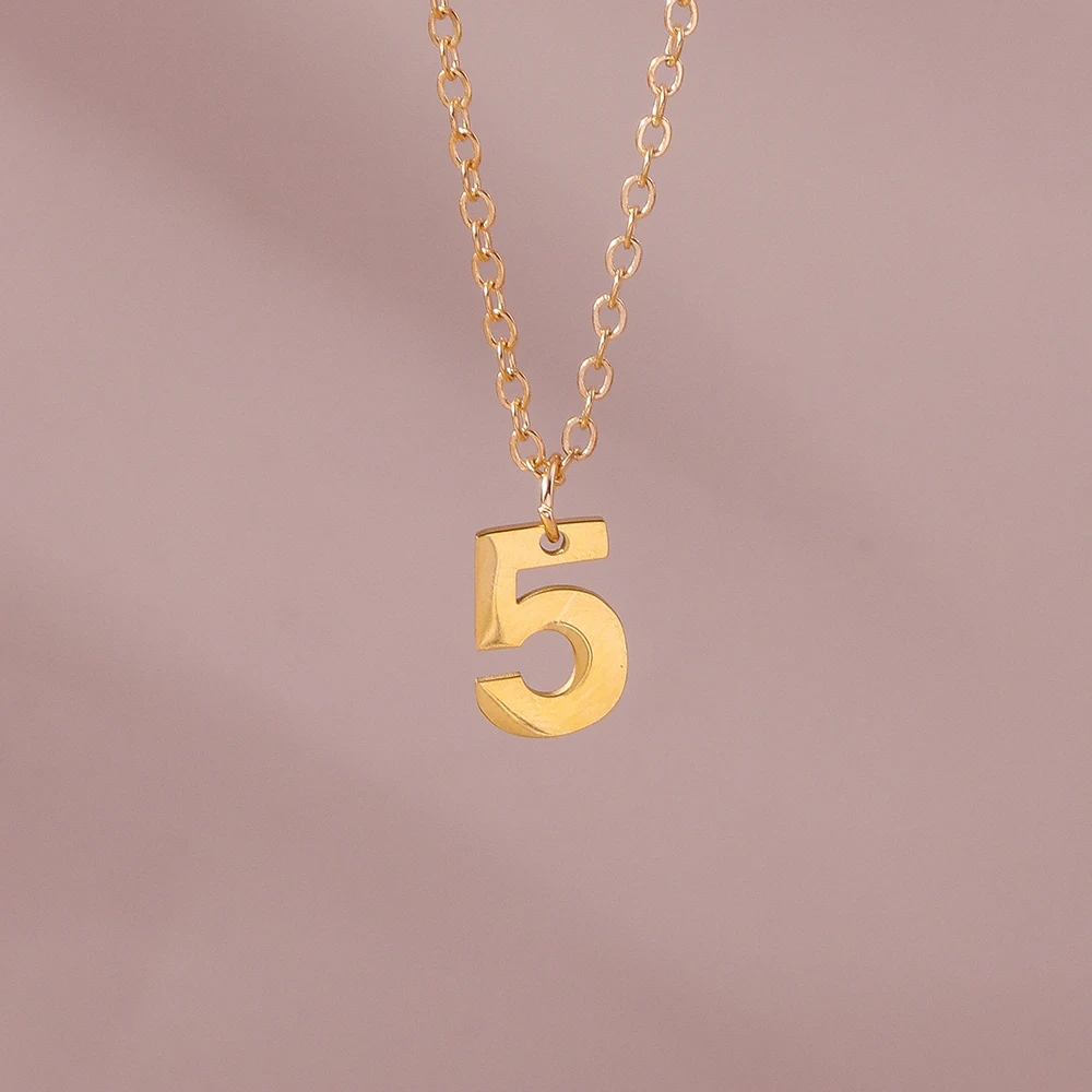 Aihua Mode Glück Initial Nummer 0-9 Anhänger Halskette für Frauen Männer Paar Einfache Arabische Ziffern Halskette Persönlichkeit schmuck – Detail 23