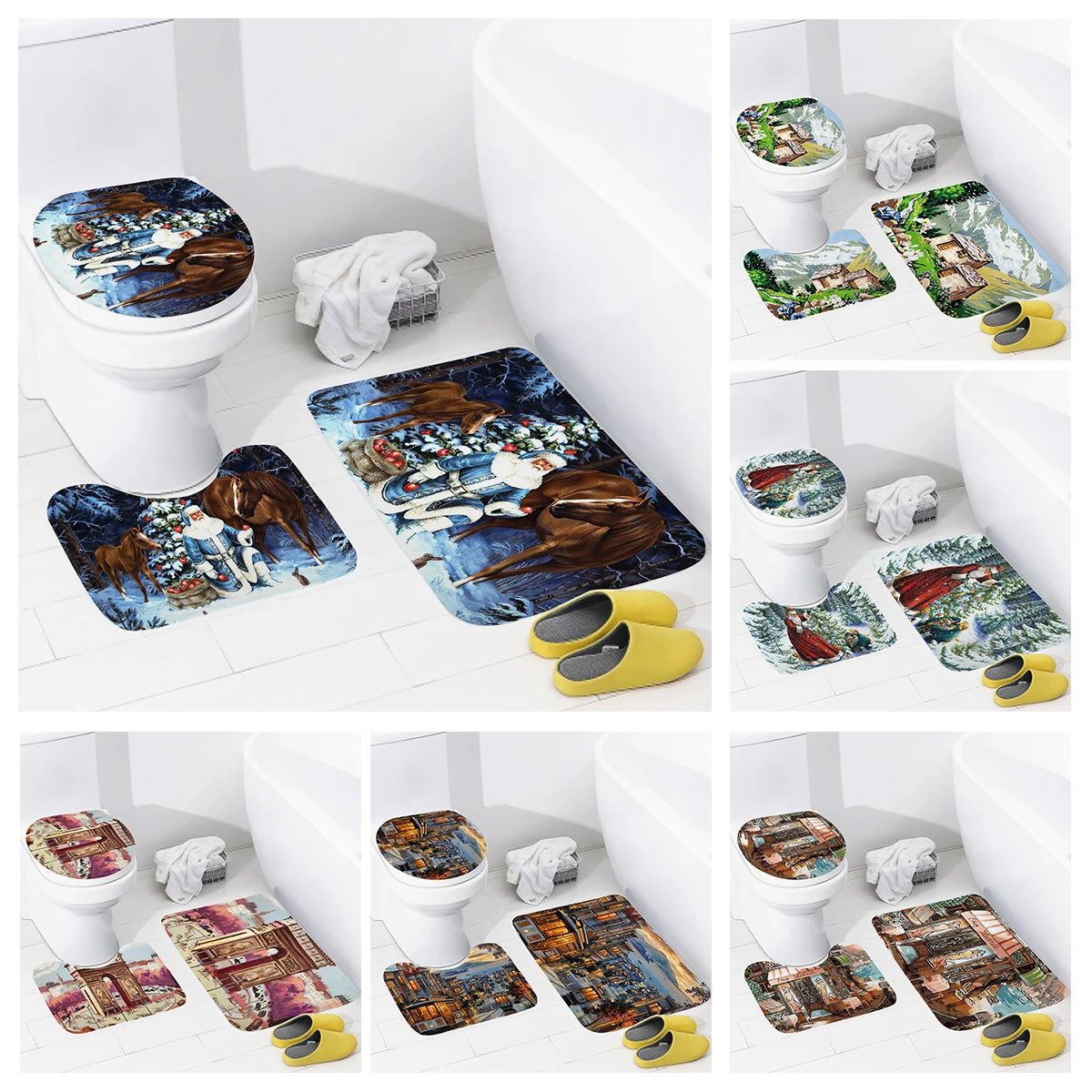 Home bathroom floor mats Bath Foot mat Animal oil paint style modern bathroom accessorie rug Toilet mat Bathtub anti-slip carpet