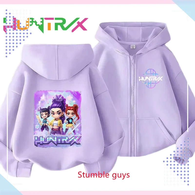 

Kpop Demon Hunters Kids Purple Zipper Hoodies Spring Autumn Warm Comfortable Sweatshirt For Kids​