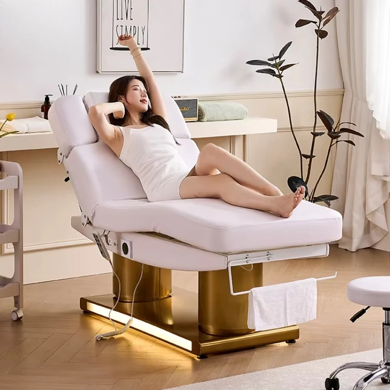 

Электрическая кушетка-реклайнер для салонов красоты: изогнутый массажный стол для наращивания ресниц, ухода за лицом и спа-процедур