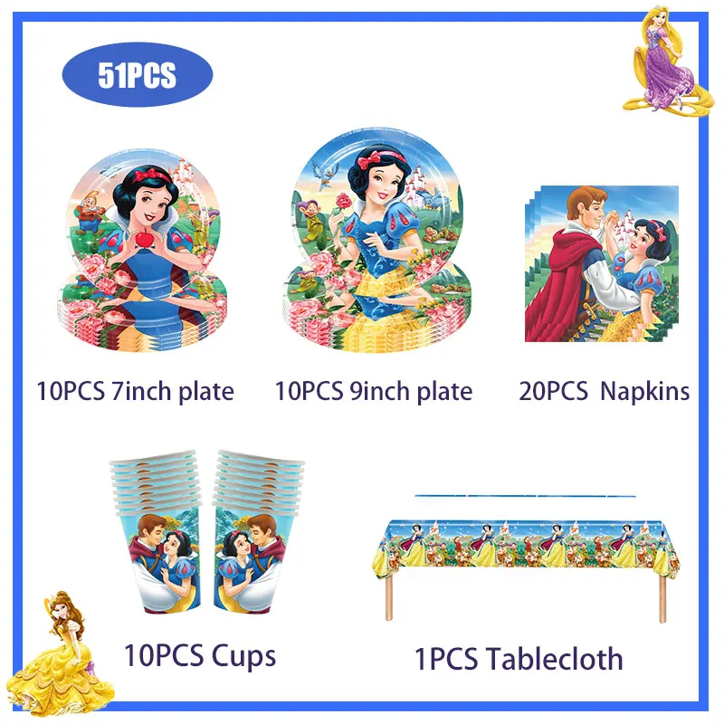 Geburtstag Schneewittchen Dekoration Partyzubehör Set Ballon Teller Tasse Serviette Banner Kuchen Topper Schneewittchen Geburtstag Baby Dekoration