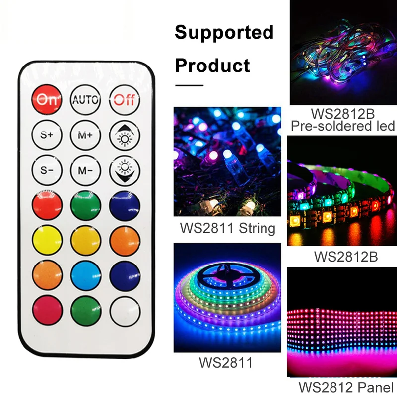 WS2811 WS2812 RGB Controller 21key LED Lights RF Remote Controller For WS2812B LED Strip Dimmer 5V 24V 5050 Strip Lights Control