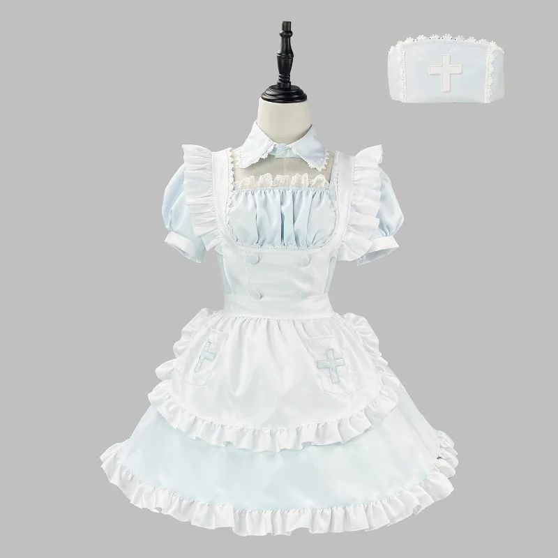 

Cute Clever Lolita Dress Medical Maid Apron Outfit Nurse Cosplay Costume Stage Performance Fancy Costume Party Scene Costumes