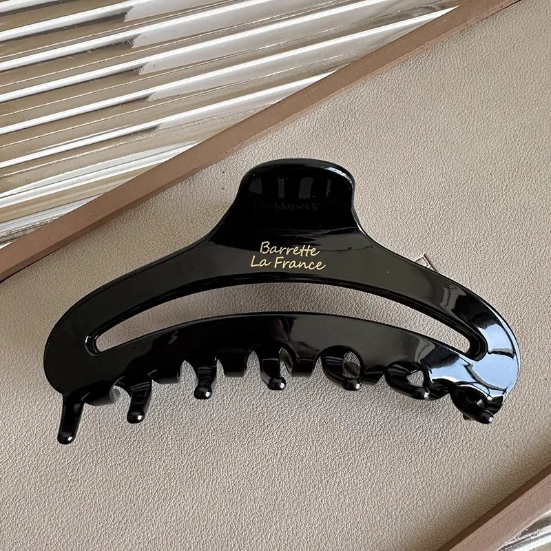 New French Gold Label Hollow Large Acetate Hair Claw Light Luxury Claw Clip Crab Hair Clip for Women Hair Accessories