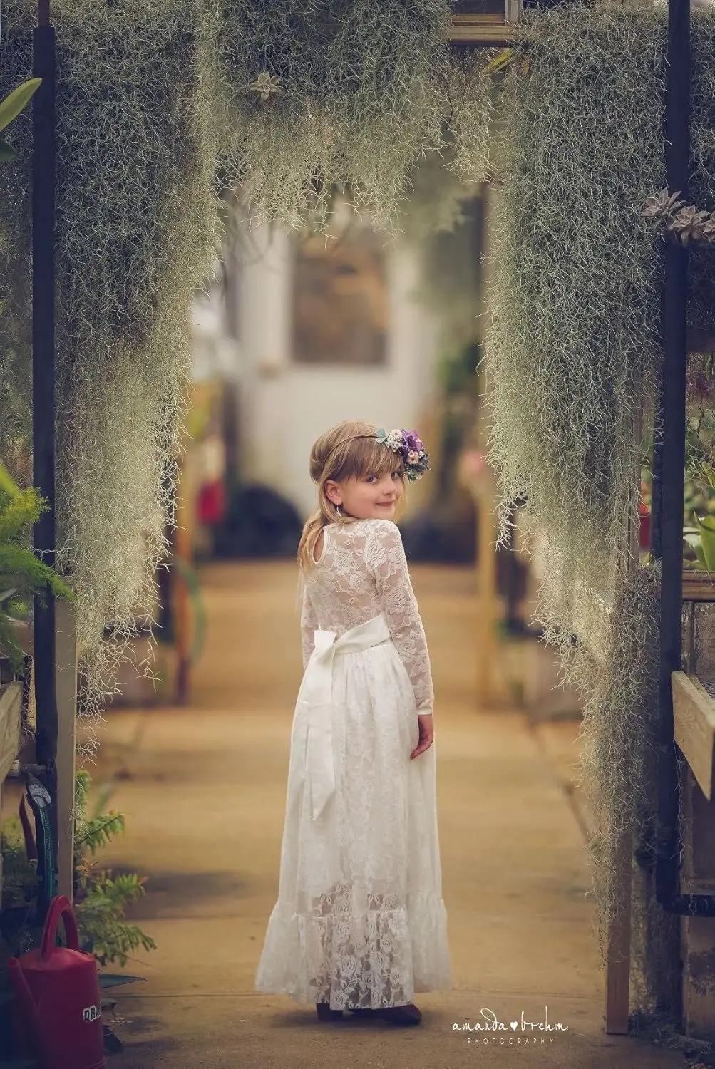 Fancy ivoorwit kant bloemenmeisje jurk Boheemse prinses verjaardagsfeestje dans formele avondjurk communiejurk strik fee jurk