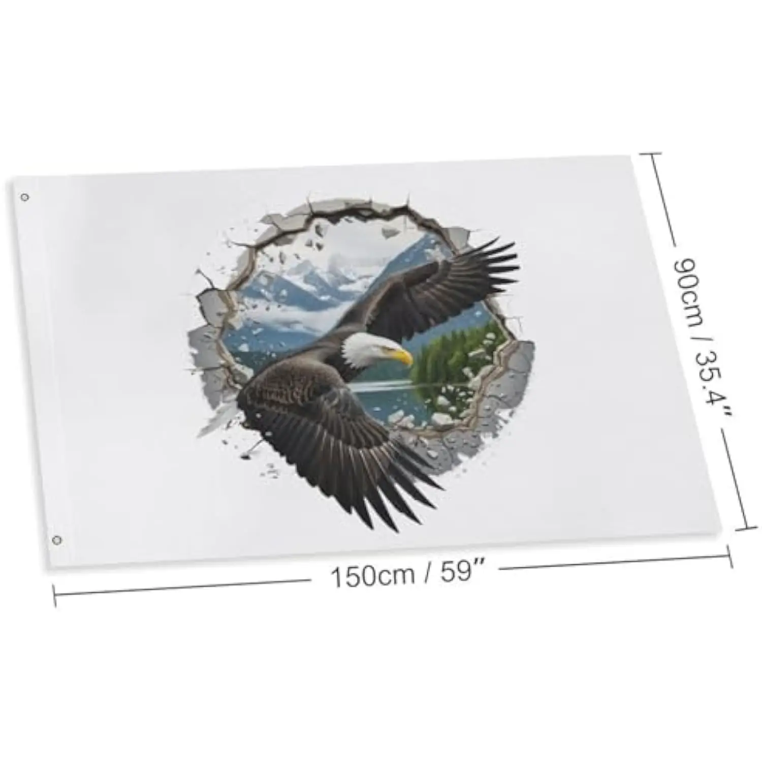 Eagle Breaking Through Wall Landscape Flag Durable Polyester Outdoor Home Yard Decor