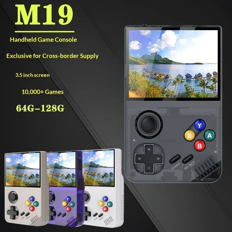 M19 Handheld Retro Game Console 3.5 Inch Screen Open Source Psp Arcade 64g 128g 10000+ Games Tv Output For Home Travel Gamers