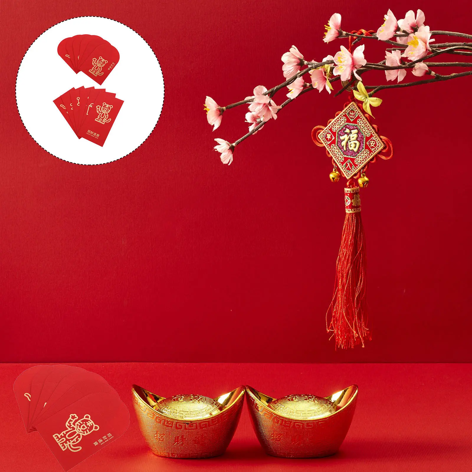 

12 шт. Красные конверты для денег к Китайскому Новому году, утолщенные, с изображением Тигра, подарочные, для денег, новогодние принадлежности 2022