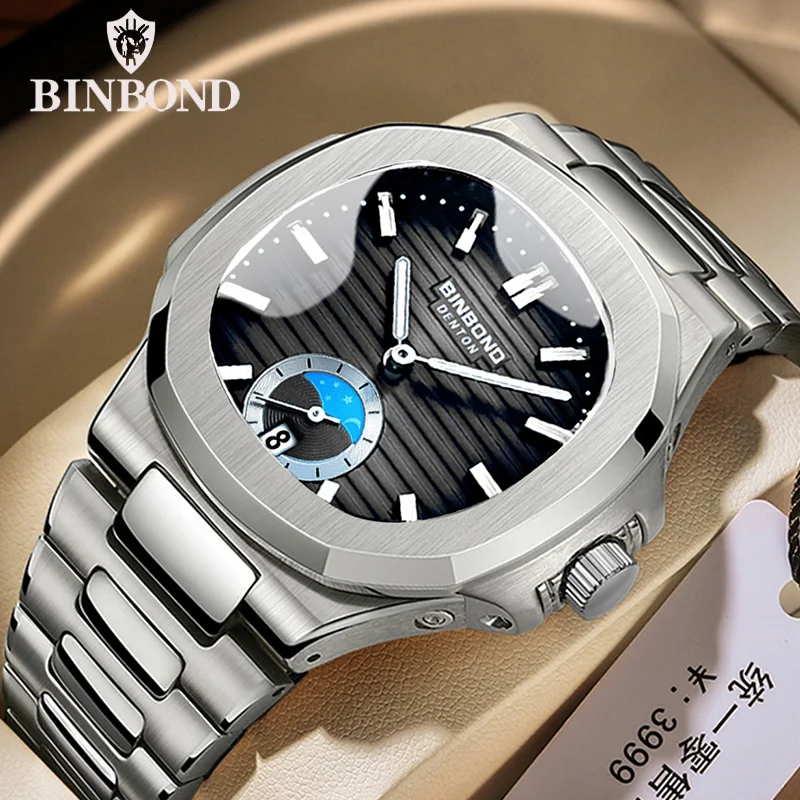 BINBONG Men's Watches Business Clock Top Luxury Brand Quartz Men Watch Stainless Steel Waterproof Luminous Wristwatch B1786