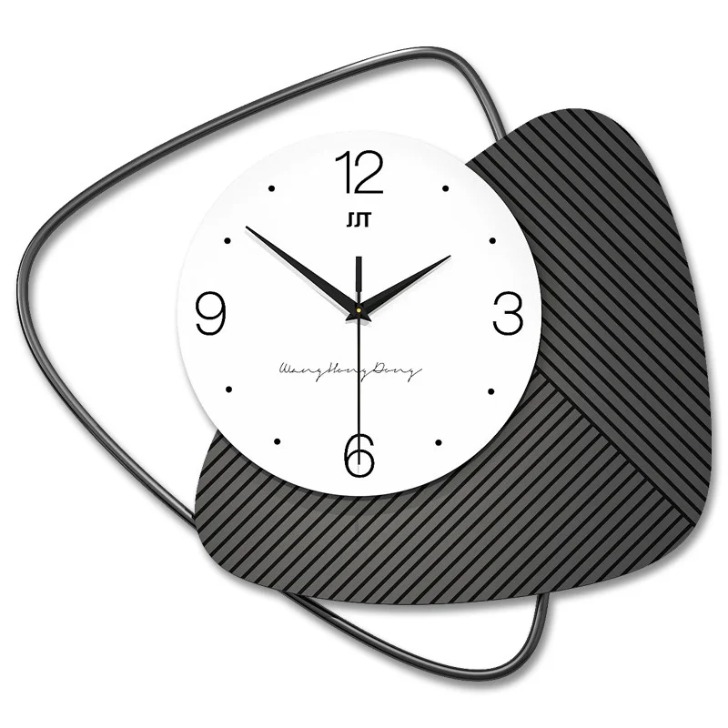 Modern wall clock high-end living room home dining room silent decoration creative clock hanging on wall no need for punching
