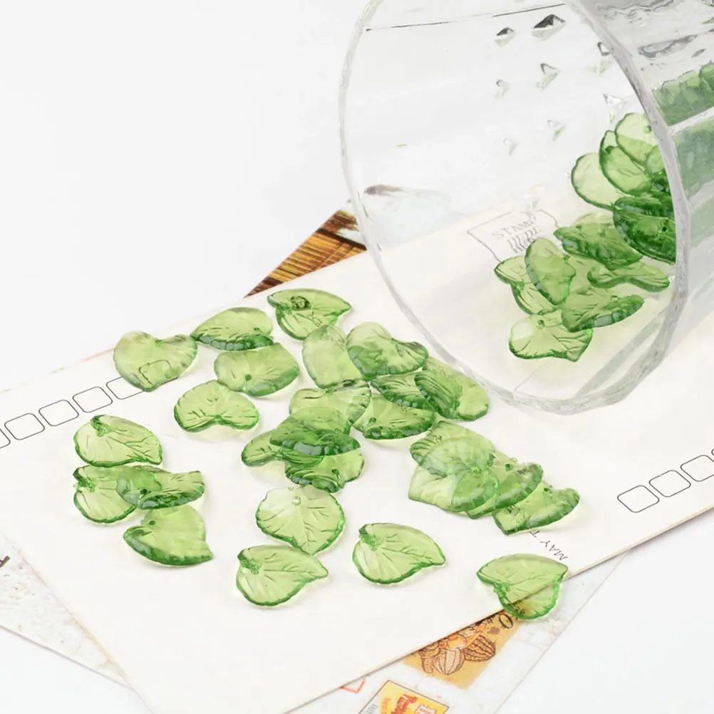 

300pcs Acrylic Leaf Pendant for Necklace Earrings Jewelry Making Crafts Green Decorative Charm naments Accessories