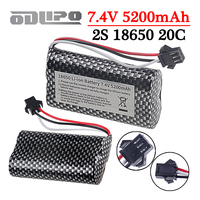 7.4V 5200mAh Li-ion Battery with SM-3P Plug For MN99S MN82 MN90 MN128 MN78 LC79 Remote Control Car Battery Parts 2S 18650 20C