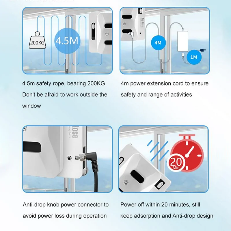 Automatic US Electric Outdoor Window Cleaner for Household Panoramic Windows Clean Crystal Vacuum Glass Cleaning Tools Household