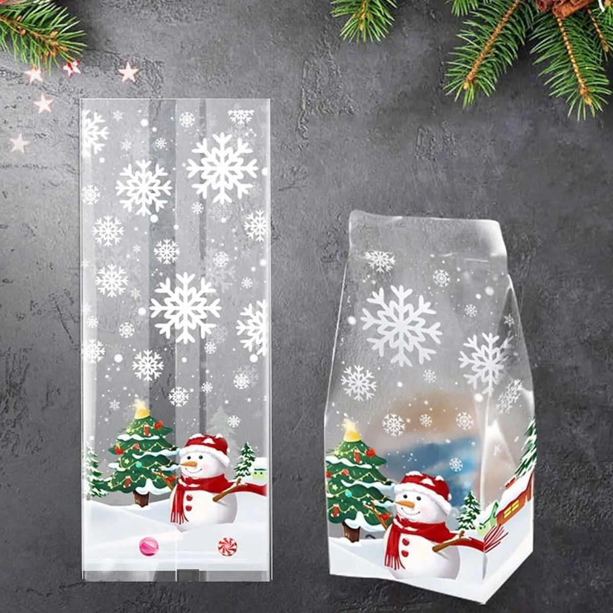 Weihnachts-Schneeflocken-Geschenktüte – Kunststoffverpackung, geeignet für Urlaubspartys, Neujahrs- und Weihnachts-Süßigkeitsverpackungsbeutel.