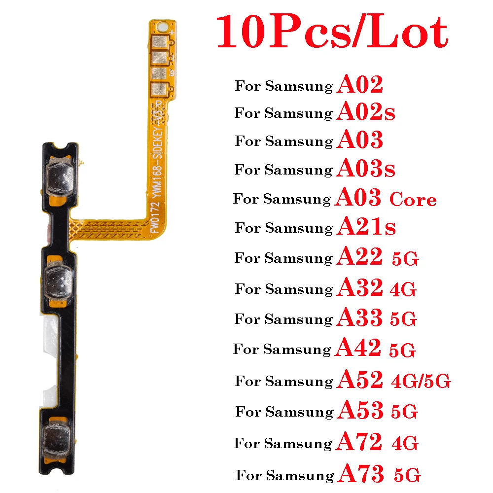

Pop 10 шт., кнопка включения и выключения громкости, гибкий кабель для Samsung A02 A02S A03 A03S A03 Core A21S A22 A32 A33 A12 A52 A53 A72 A