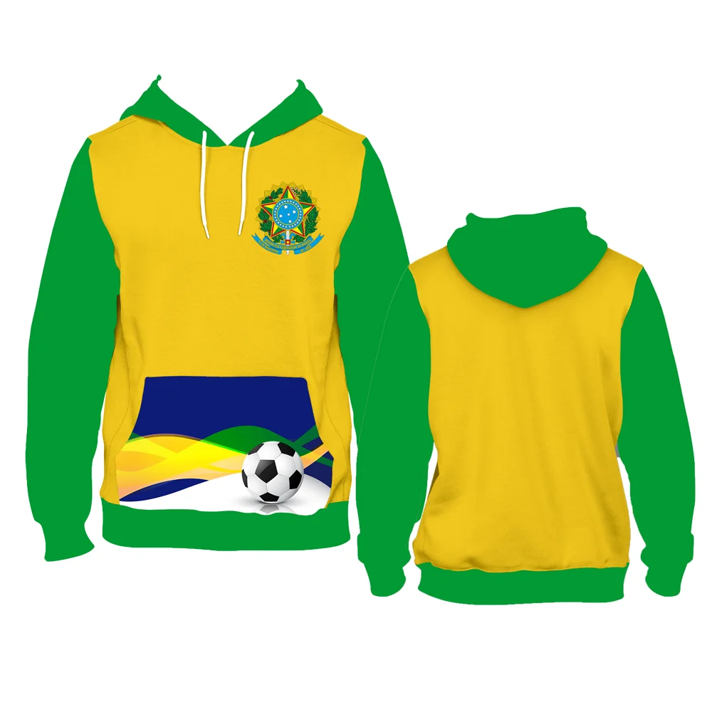 Jumeast 3D Brazil Football Jersey Printed Hoodies Oversized Spain Soccer Graphic Hoody for Men Sportswear Aesthetic Clothing 7XL