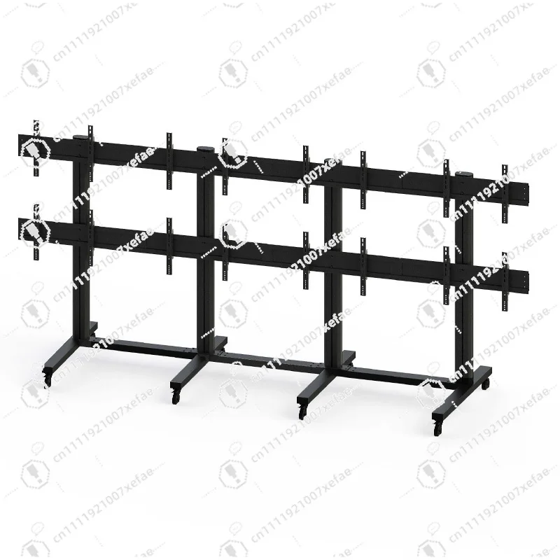 Mobile TV car with wheel floor bracket 8-screen video wall bracket metal wheel shaft length 30-55 inches