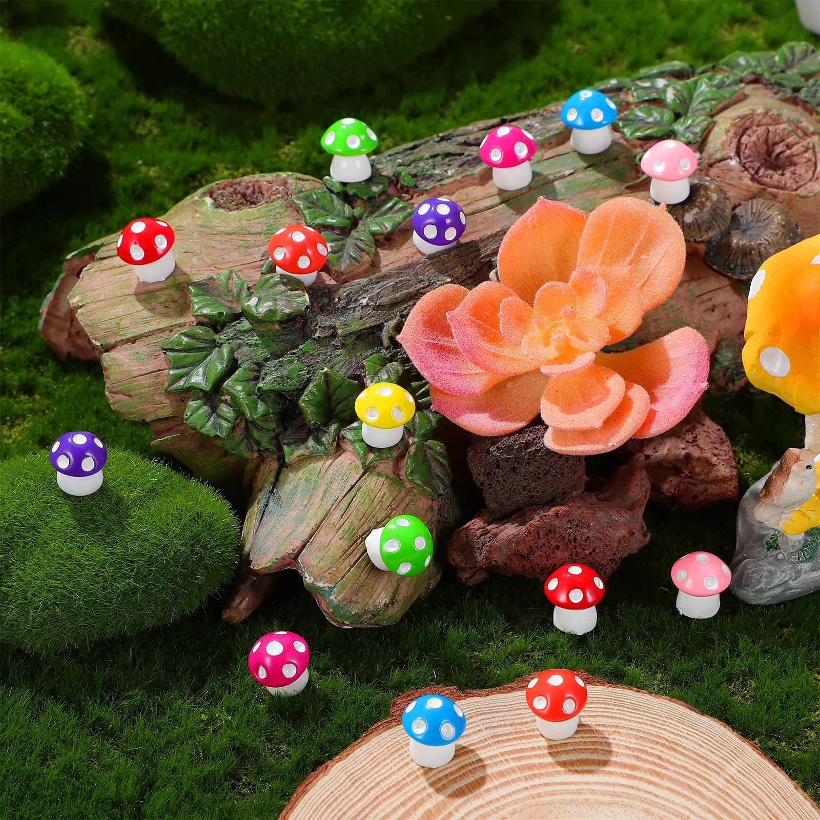 

80Pcs Mini Mushrooms Adorable Resin Home Garden Micro Landscape Decor Colorful Handcrafted Accessories Tiny Mushrooms