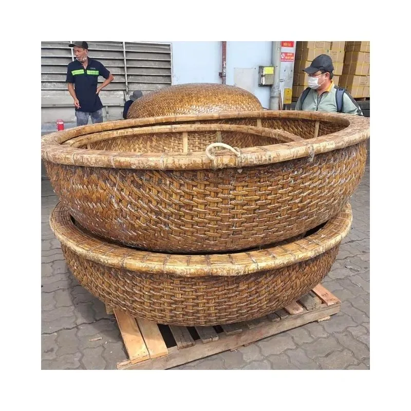 Wholesale Natural Bamboo Pot Eco-friendly Circle Basket Boat for Beach Decoration