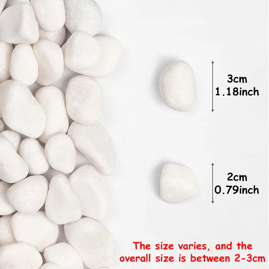 200/400g White High Polished Natural Pebbles 2-3cm Courtyard Landscape Decoration Rocks Peddles for Plant Vases Fish Tank JXB