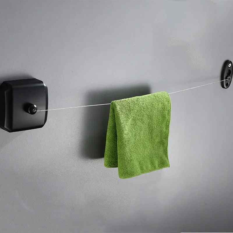 Clothesline Black/White Stainless Steel Roller Washing Line Outdoor Clothesline Retractable String Adjustable Clothes Dryer Rope