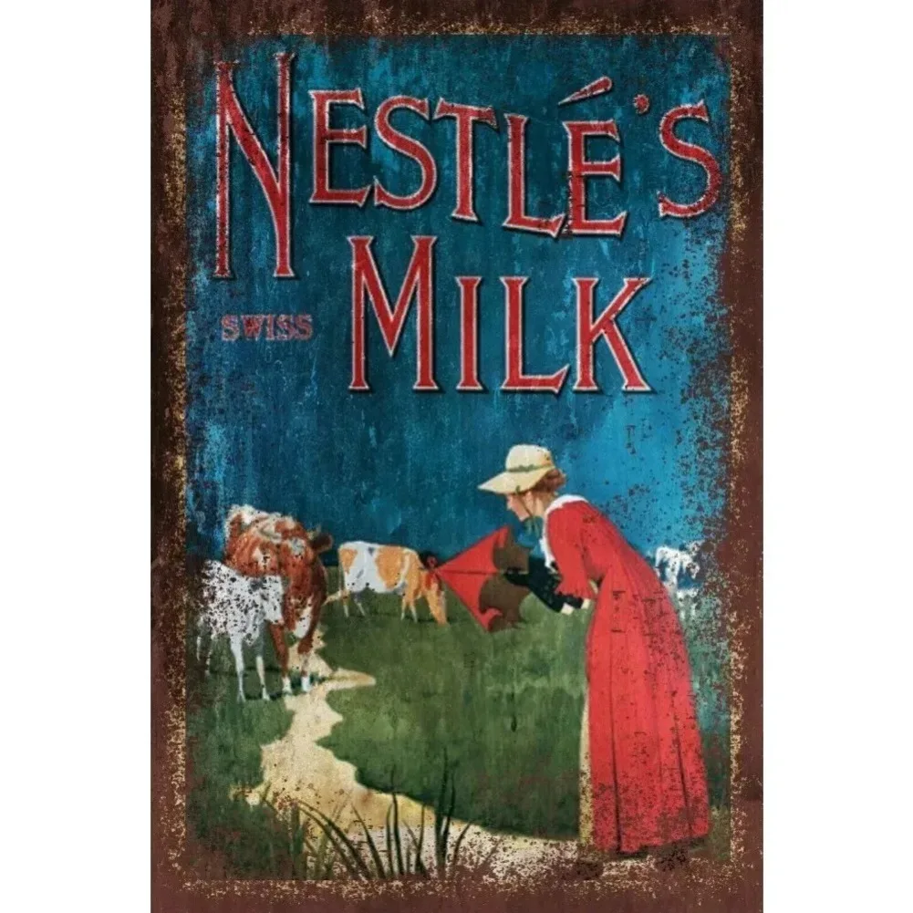 Olhar vintage Nestlé Leche Pro ™ Placa de metal Nestlé's Milk Advert: arte lácteo atemporal para decoración de cocina/chocolate, regalo perfecto