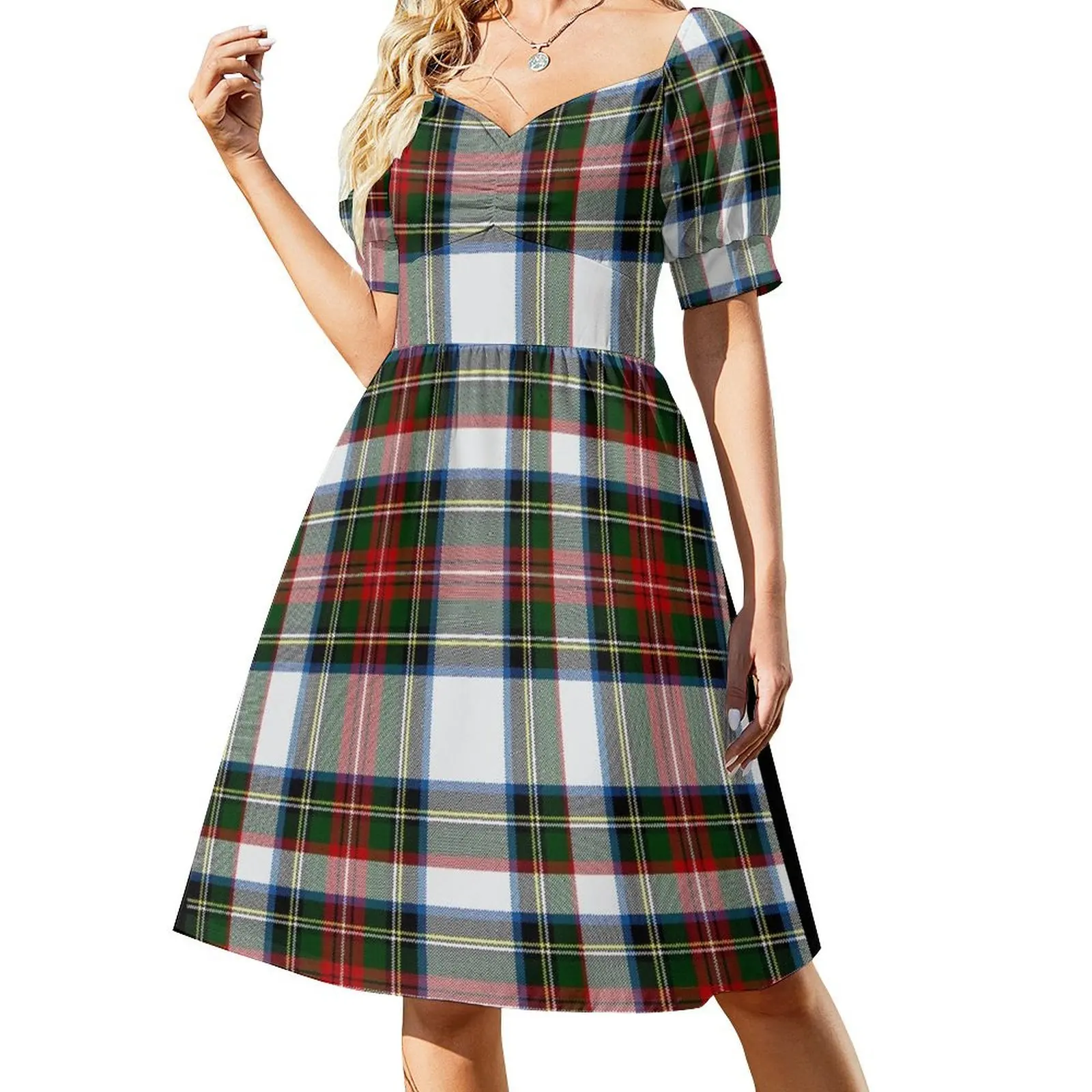 Clan Stewart Dress Tartan Plaid Pattern Short Sleeved Dress Bridesmaid dress woman Dresses purple dresses for woman