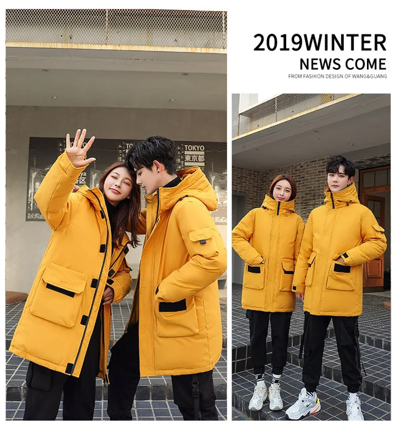 Men Mid Length Workwear Down Parkas Men Couple Fashion Down Parkas Men White Duck Down Casual Warm Winter New Stylish Parkas