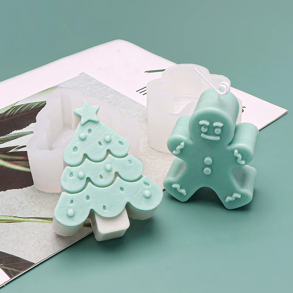 

3Pcs Christmas Tree Gingerbread Reindeer Silicone Mold DIY Resin Soap Making Flexible Mold for Wax Craft