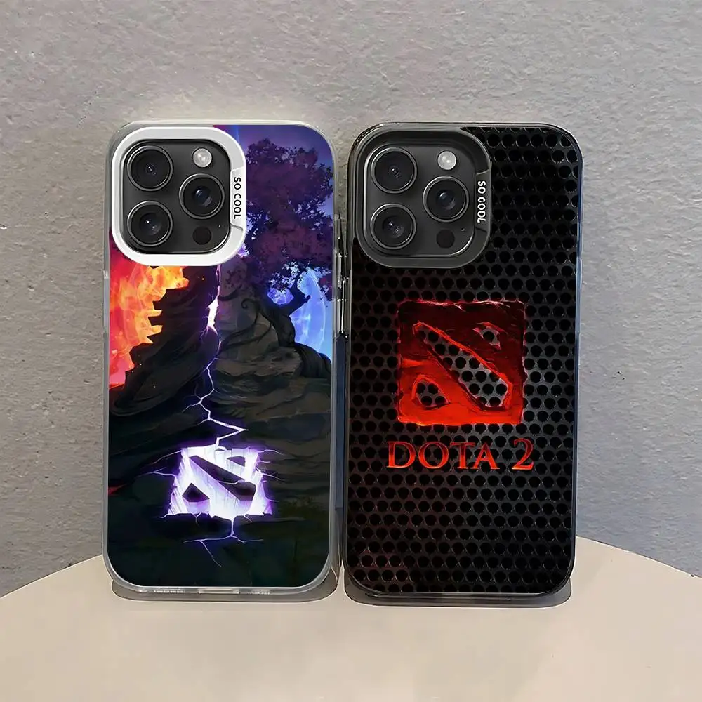 حافظة هاتف Game D-Dota 2 غطاء خلفي فضي مقاوم للصدمات لهاتف آيفون 17/16/15/14/13/12/11 Pro Max Plus