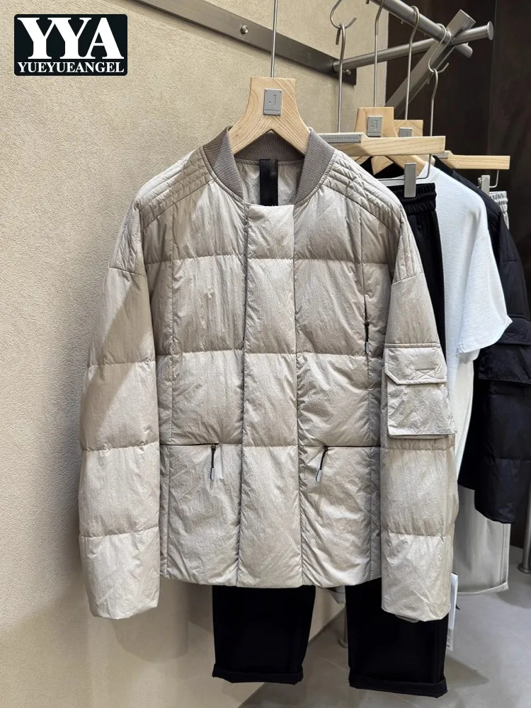 Fashion Mens Winter Warm Down Jacket Loose Fit Stand Collar Bomber Jacket Thick Overcoat Casual Streetwear Oversize Outwear Coat