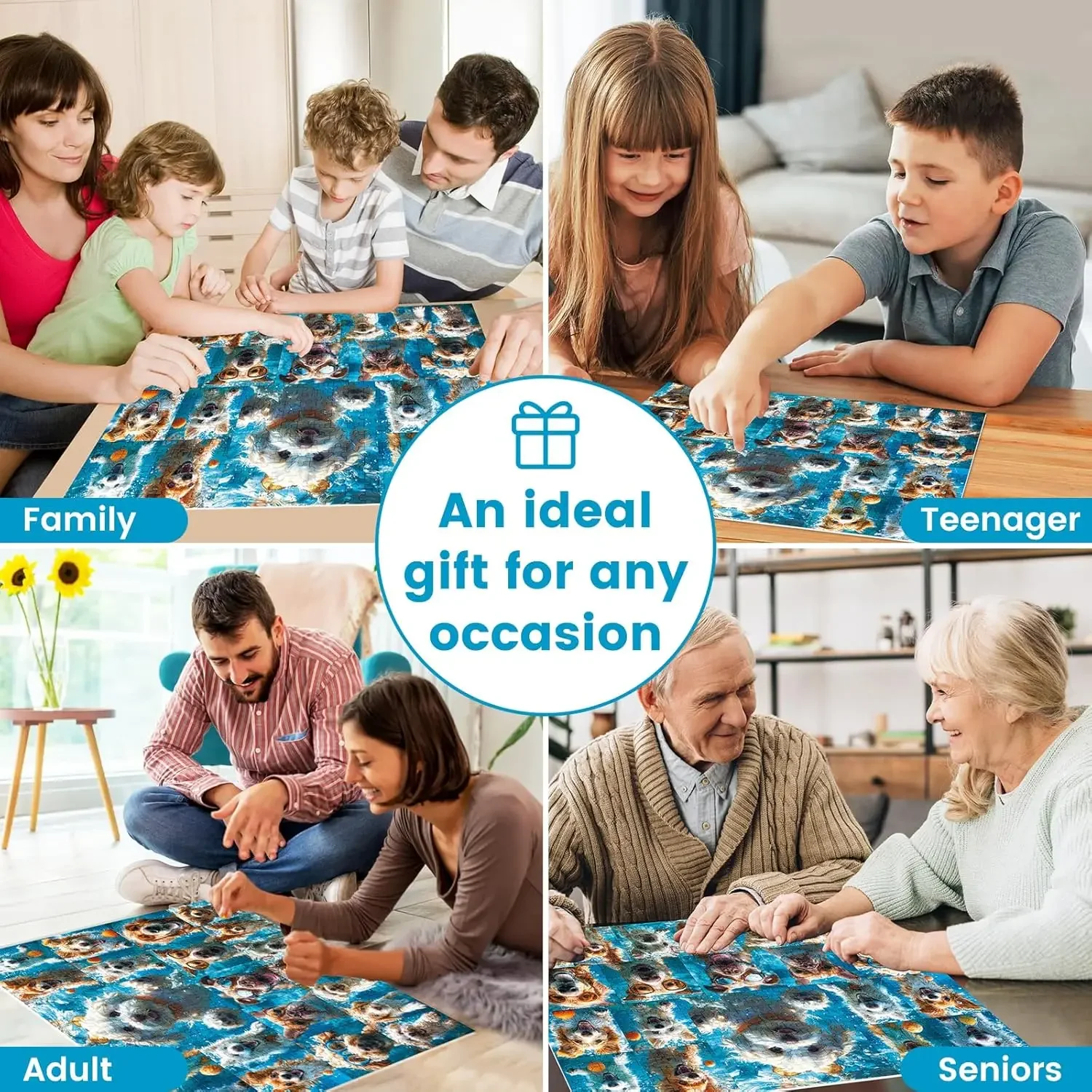 1314/520/300 قطعة لغز خشبي لجرو مضحك بانوراما الألغاز لألعاب النشاط العائلي تحدي هدية عيد ميلاد