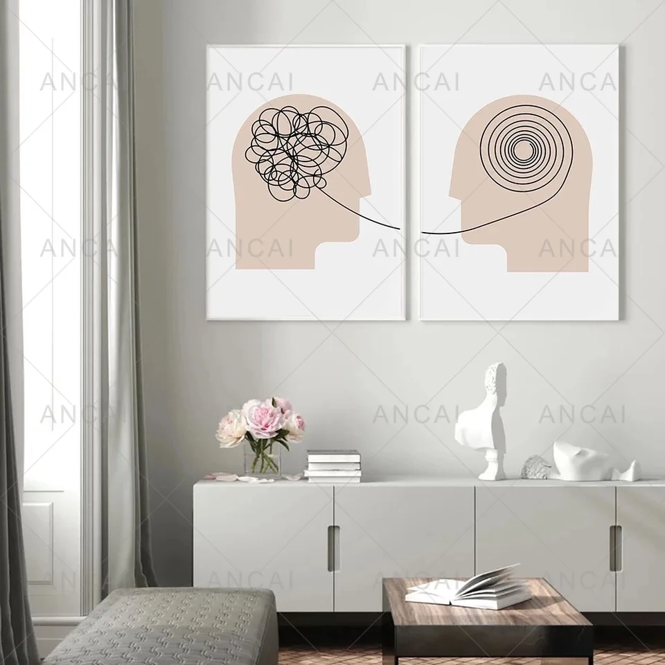 Psychology Therapy Poster Canvas Painting Consultant Office Wall Art Print Cloth Office Room Decoration Gifts Minimalist Picture